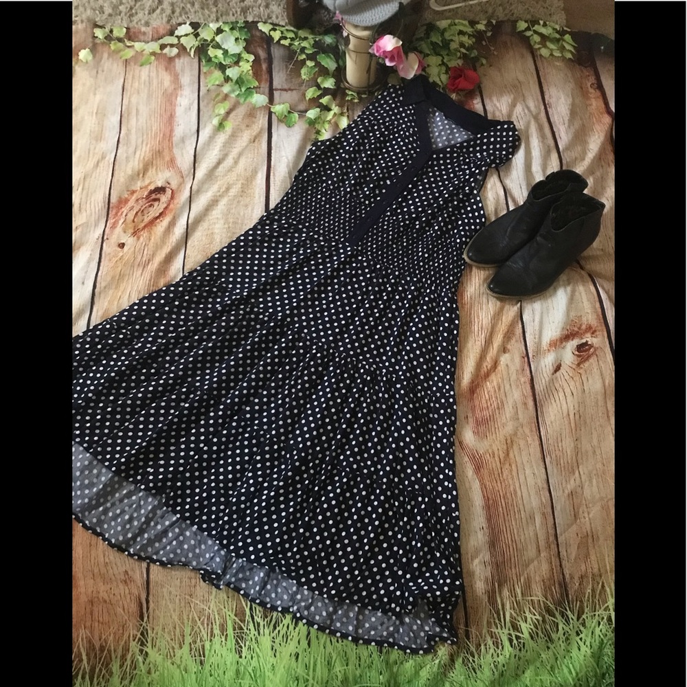 Mlle Gabrielle navy polka dot dress size 2X